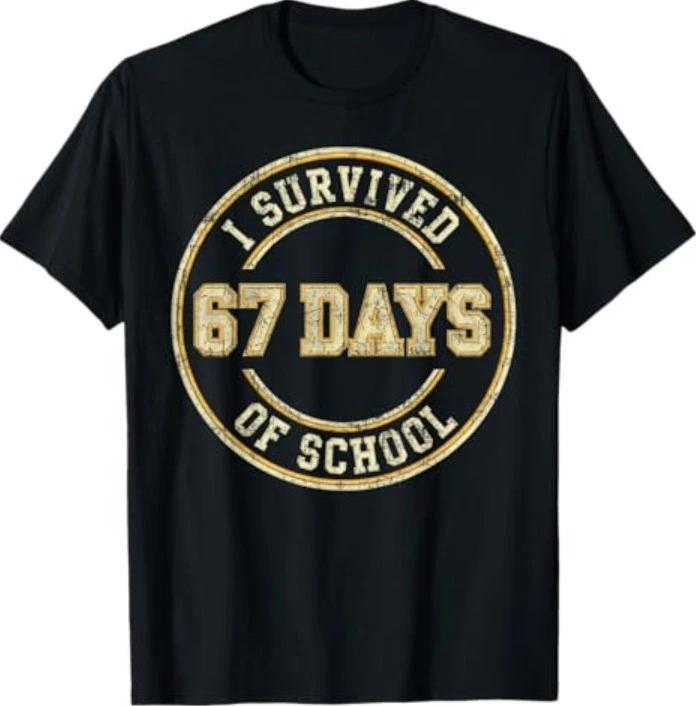 Vintage I Survived 67 Days of School Teachers Students T-Shirt 2XL