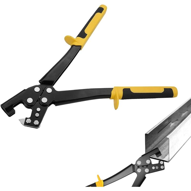 A25F-Handle Stud Crimper Grid Hole Punch Multifunctional Ceiling Grid Punch Pliers Metal Hole Punch Drywall Installation Tool