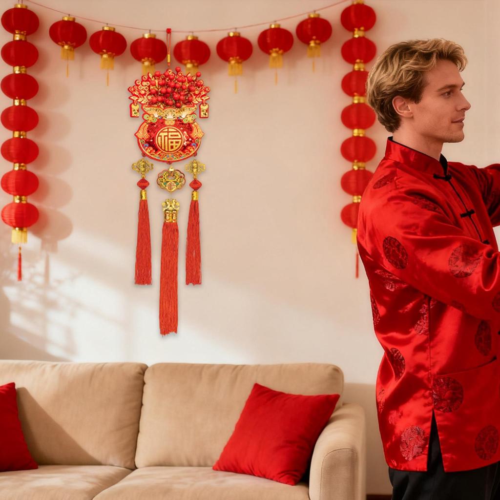 2026 Chinese New Year Knot Pendant Festive Red Tassel Hanging Ornaments For Hallway And Balcony Wall Decorations