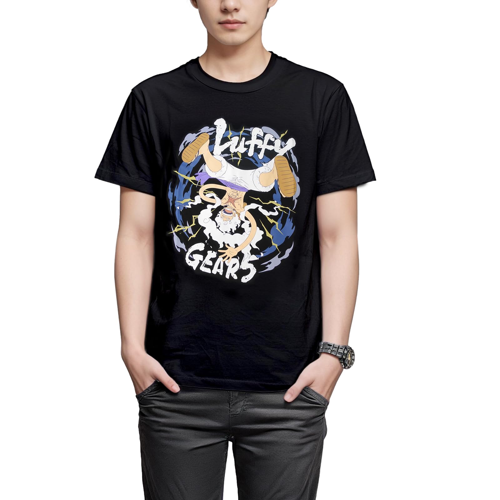 

Fine Plus One Piece Luffy Gear 5 Gear Fifth Dawn Short Sleeve T-Shirt чёрный
