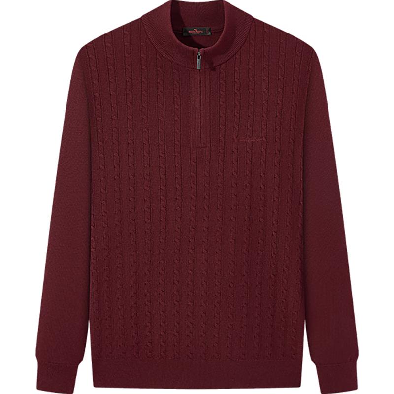 

Qipai Men s Stand Collar Wool Blend Pullover Sweater 2XL