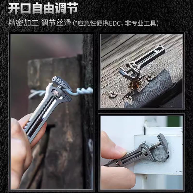 TITANER Mini Titanium EDC Multi Tool Wrench Tactical Pendant with Bottle Opener Window Breaker Gift for Daily Carry 4