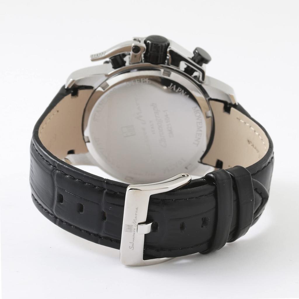 Salvatore Marra Stainless Black and Analog SSBK Men's Watch, Steel, Silver, Waterproof, Quartz, Chronograph, Business, Casual, Gift,
