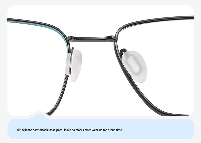 Autumn 8501 Pure Titanium Unisex Retro Square Anti-Blue Light Glasses with Myopia/Plano Lenses.