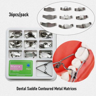 10 Stück oder 36 Stück Dental Sattel Konturierte Metall Matrizen Matrizen Set Universal Kit mit Federclip Dental Schnittmatrizen