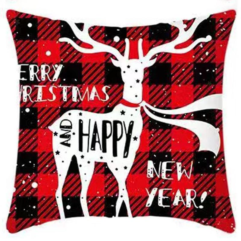 New Christmas Sofa Pillow Cover Home Animal Letter Print Bedside Pillow Cover