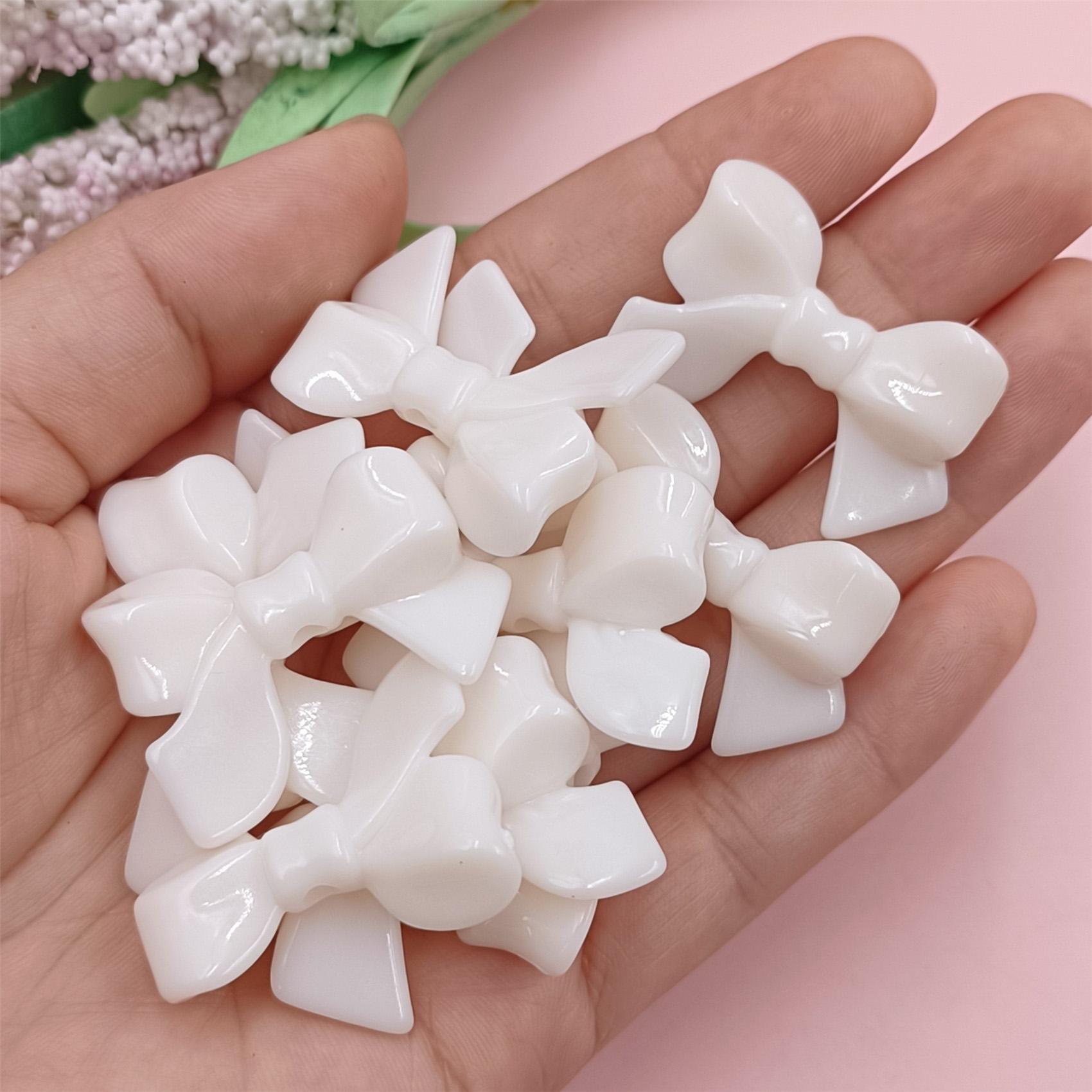 

Бусины Butterlry Fashion 10 шт., материалы для бисероплетения Macaron, банты, сделай сам, ручная работа, 33*24 мм, акрил белый