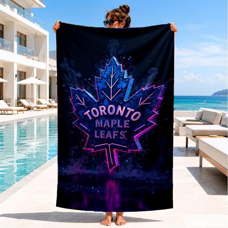 Maple Leafs Emblem Beach Towel, Super Soft Microfiber, Perfect Gift for Her/Him, Birthday, for Pool, Beach, Travel, Decor Beach Party