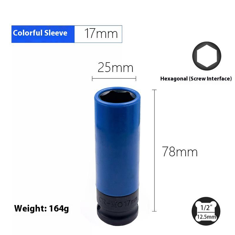 Drive Impact Wrench Sockets Set Sleeve Durable Plastic Locking Nut Removal 15mm 17mm 19mm 21mm and 22mm Wheel Protector Motor