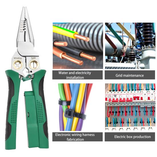 8-in-1 Wire Stripper with Voltage Tester Ergonomic Handle Compact Portable Multi-function Electric