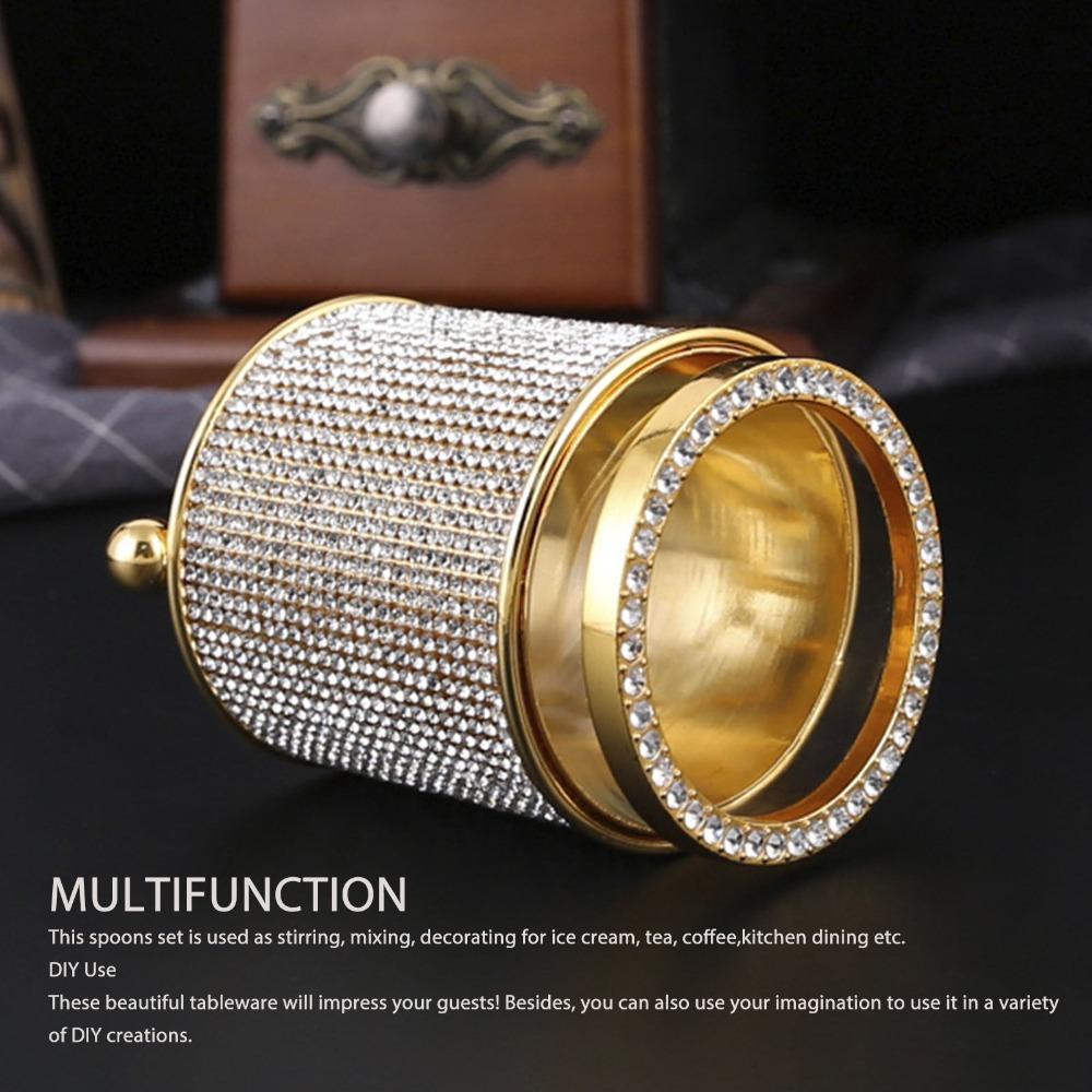 7pcs Zinc Alloy Dessert Spoon Set Gold Mini Tea Spoon Set Espresso Spoon Set Café Use