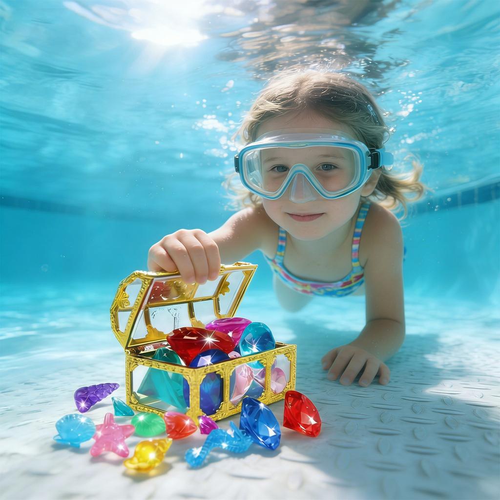 Summer-Appropriate Children's Pool And Diving Pool Toys, Diving Game Treasure Chest Toy Set.