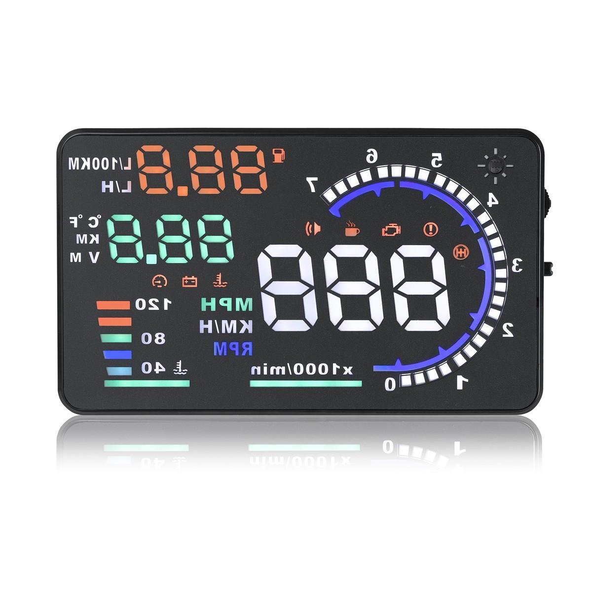 

A8 HUD OBD2 EOBD Автомобильный проекционный дисплей Спидометр Температура воды Расход топлива Проектор на лобовое стекло Кронштейн для HUD-дисплея