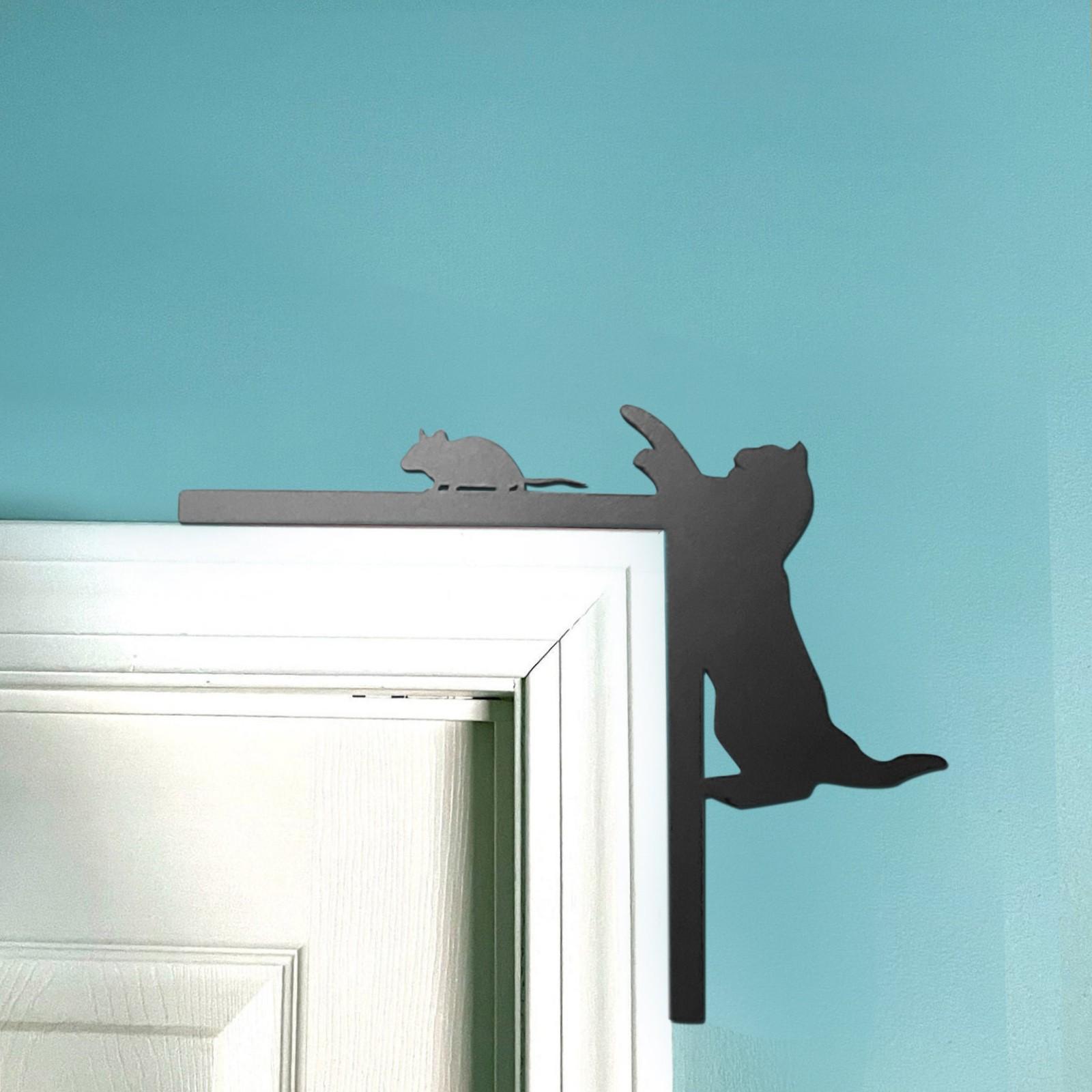 

Home Decoration Accessories Wooden Cat Door Frame Corner Decor Ornaments Creative Wall Hanging Pendant Festival Ornaments One Size