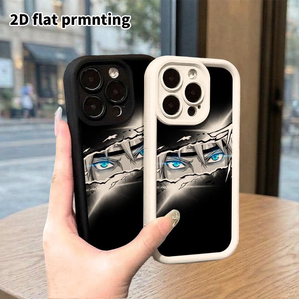 Phone Case: 2D flat, suitable for iPhone 18, 17, 16, 15, 14, 13, 12Pro protective case, blue eyes, perfect Christmas and Halloween holiday gift