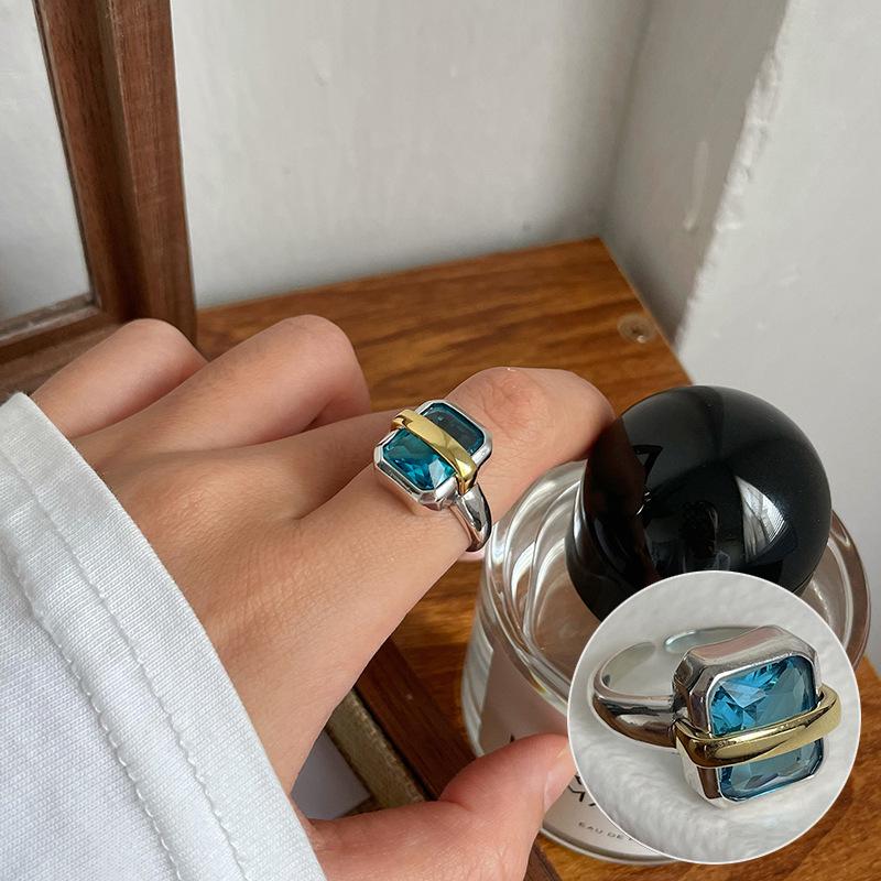 French Vintage Red Oval Women's 925 Silver-Plated Adjustable Ring - Korean Style Influencer Chic