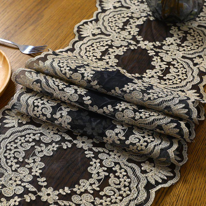 TV Cabinet Dresser European Black Lace Dining Table Table Flag Bucket Cabinet Cover Towel Coffee Table Flag Nordic Tablecloth Luxury