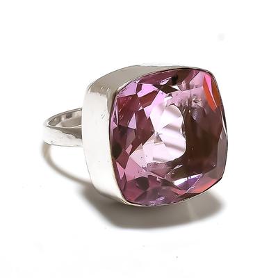 Pink Kunzite Gemstone Handmade 925 Sterling Silver Jewelry Ring Size 10 J1M94