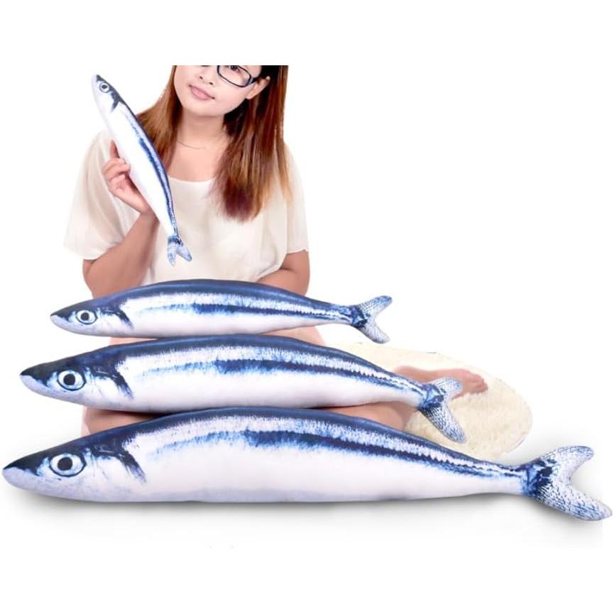 [dokidoki] Sanma Sanma Fish Cushion Sardine Cat Stuffed Toy Cute Cute Funny Goods Event Party Goods Halloween Present Cute Moe Instagram (37cm)