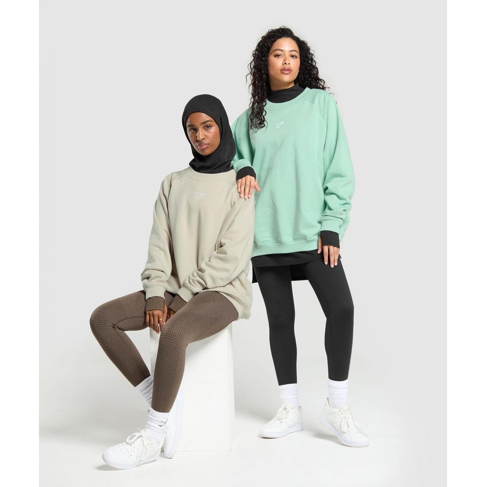 Gymshark Training Oversized Fleece Sweatshirt Pebble Grey B5a9r Gb7p