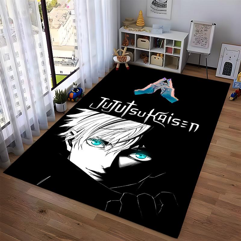 Anime Rug with Jujutsu Kaisen Design, Gojo Satoru Illustration Carpet Suitable for Use As an Anti-slip for Living Room Bedroom Sofas