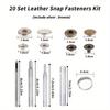 Leather Snap Fasteners Kit Metal Button Press with Hammer Installation Tools for DIY Leather Craft Project