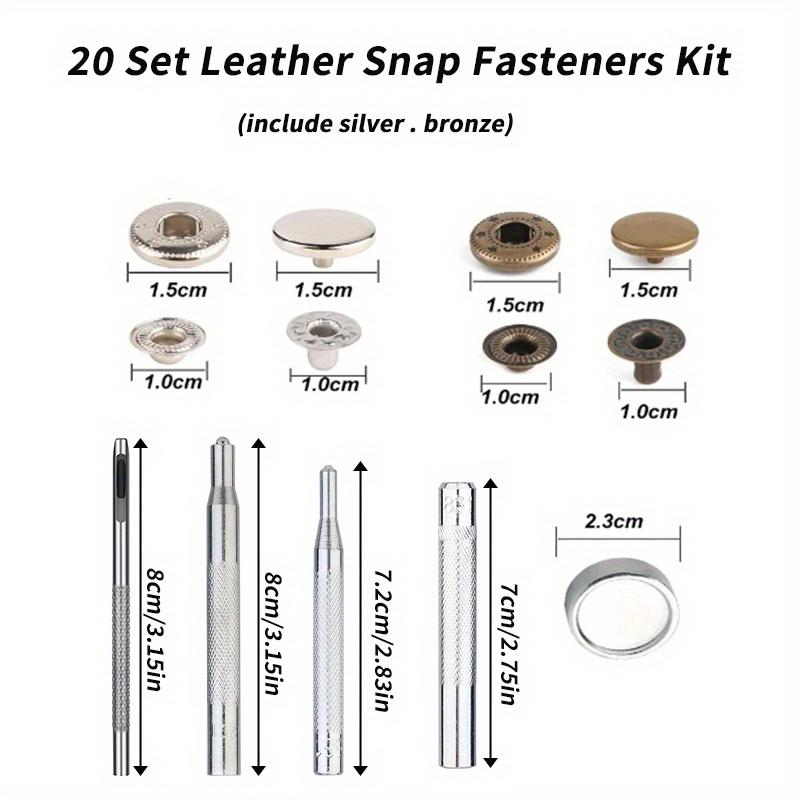 Leather Snap Fasteners Kit Metal Button Press with Hammer Installation Tools for DIY Leather Craft Project