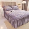 3 stücke Kleine Blumenmuster Plüsch Bett Rock Winter Dicke Volant Rand Tagesdecke Matratze Schutzhülle Anti Slip Bettlaken