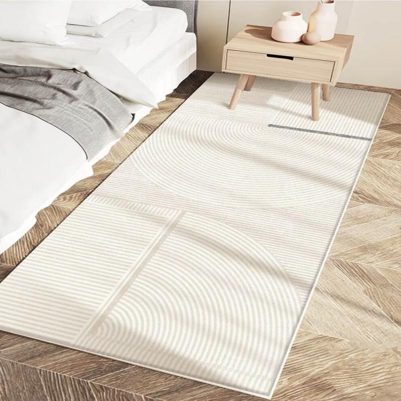 Koreanischer cremefarbener Nachttischteppich für das Schlafzimmer, kurzfloriger Teppich für Sofa, Couchtisch, Wohnzimmer, Fußmatte