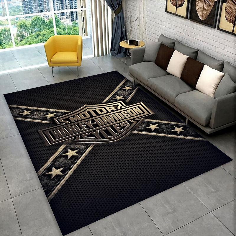 Tappeto Classico H-Harley Racing Moto per Stanza dei Giochi Camera da Letto Soggiorno Divano Decorazione Casa, Tappeto per Area Gioco Bambini Tappetino Antiscivolo