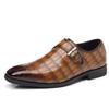 Men'S British Style Buckle Crocodile Grain Leather Shoes Men Slip-On Casual Business Shoes Mens Dress Office Wedding Flats