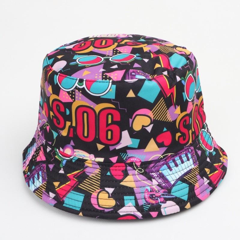 Retro Print Bucket Hat With Sun Protection For Outdoor Activities
