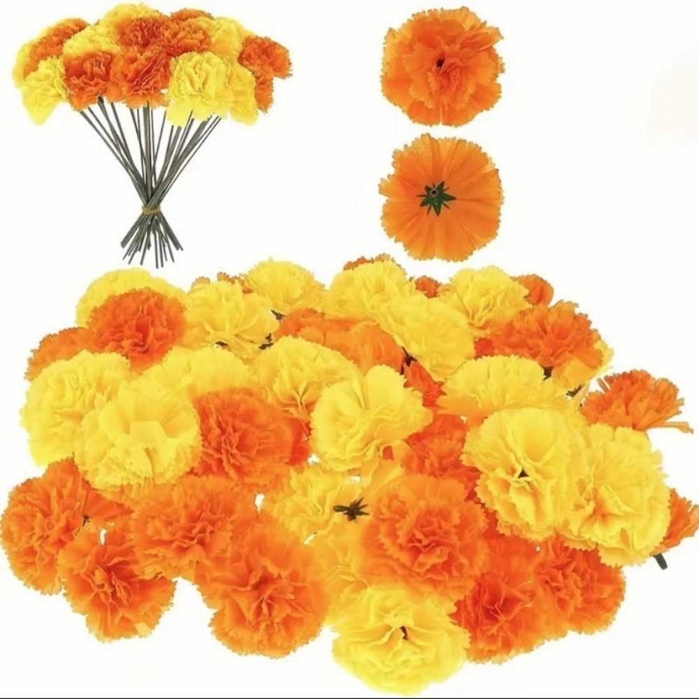 Portable Marigold Artificial Flowers Home DIY Craft Multifunctional Marigold Flower Head Party Decor