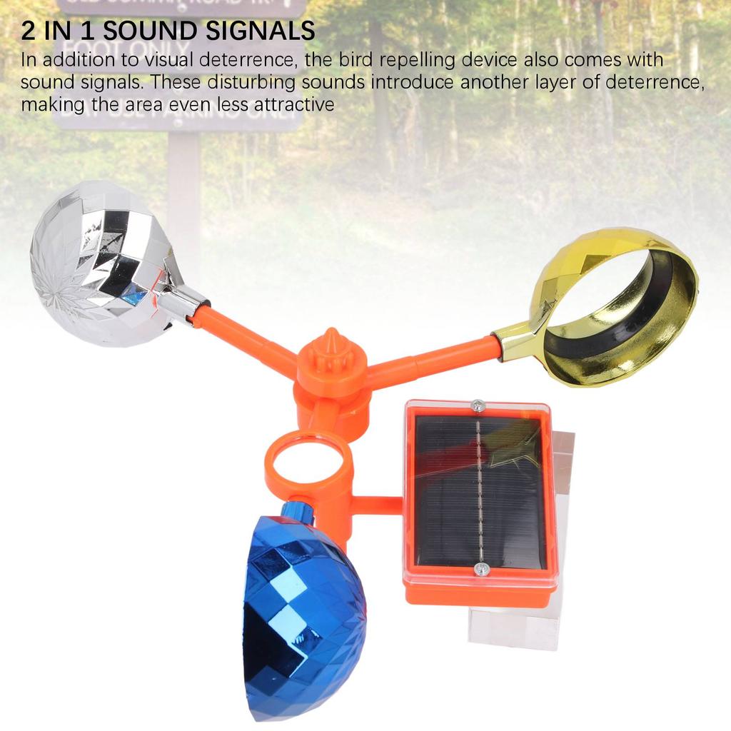 Bird Reflect Deterrent Outside Patio Solar Powered Sound Light Reflective Rotating Device Colorful Visual Plastic Scarer