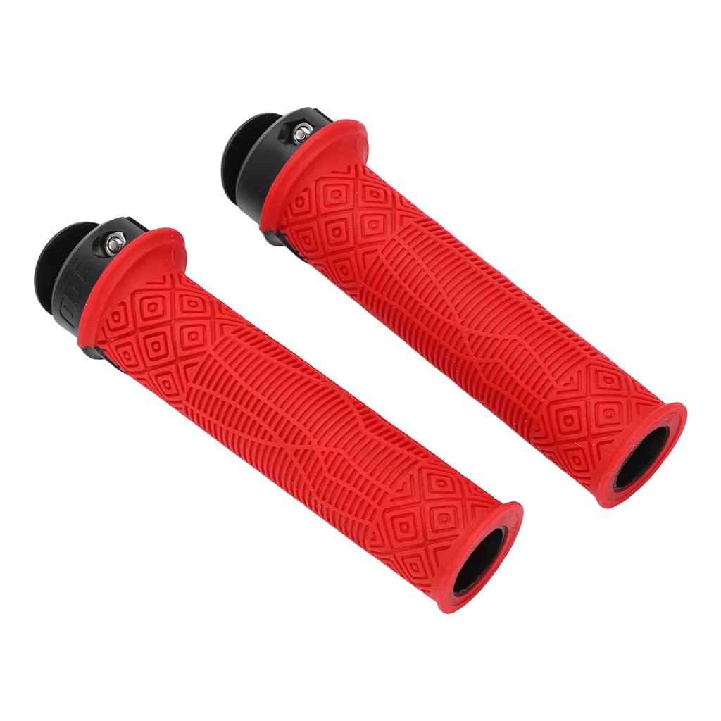 2Pcs Bike Handle Grip Rubber Anti Slip Wear Resistant Ergonomic Hollow Design Bike Handlebar Grips Cover Red