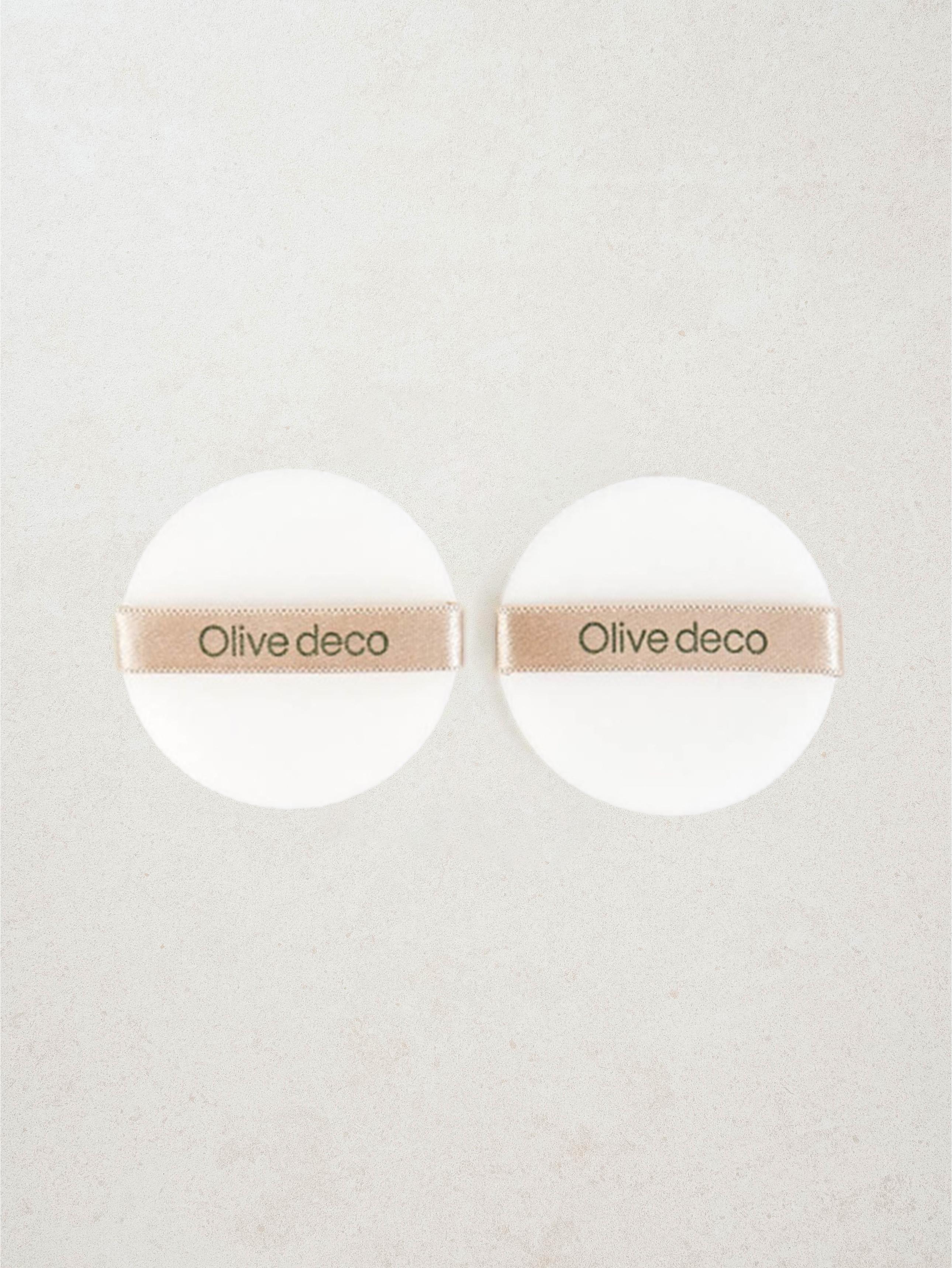 Olive Deco Flocked Round Makeup Puffs 2-Pack 1ea