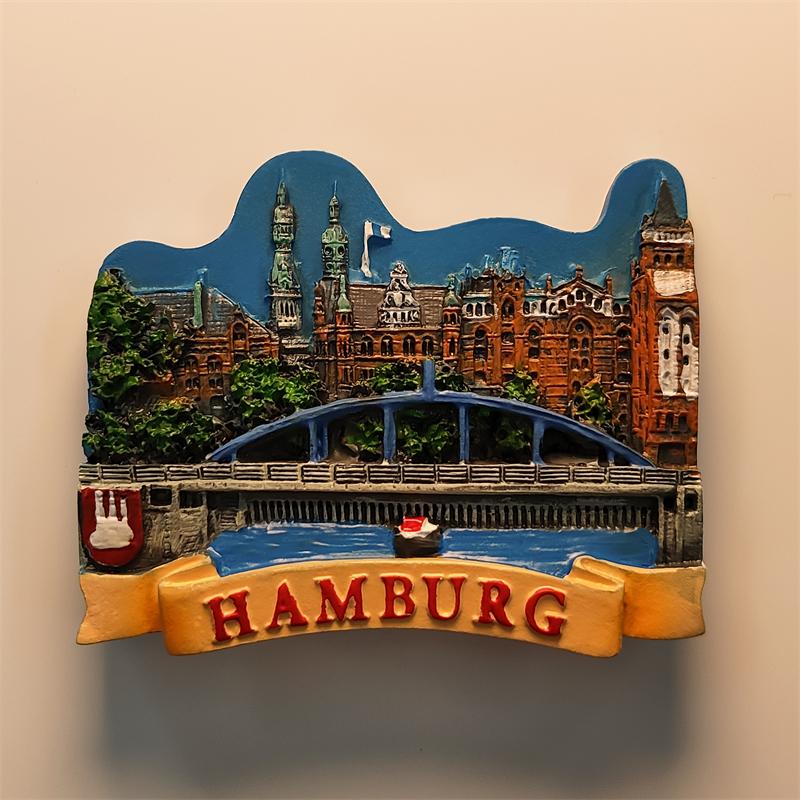 

Germany hamburg Bridge 3D Stereoscopic Tourism souvenirs Resin painting Decoration home Refrigerator magnets