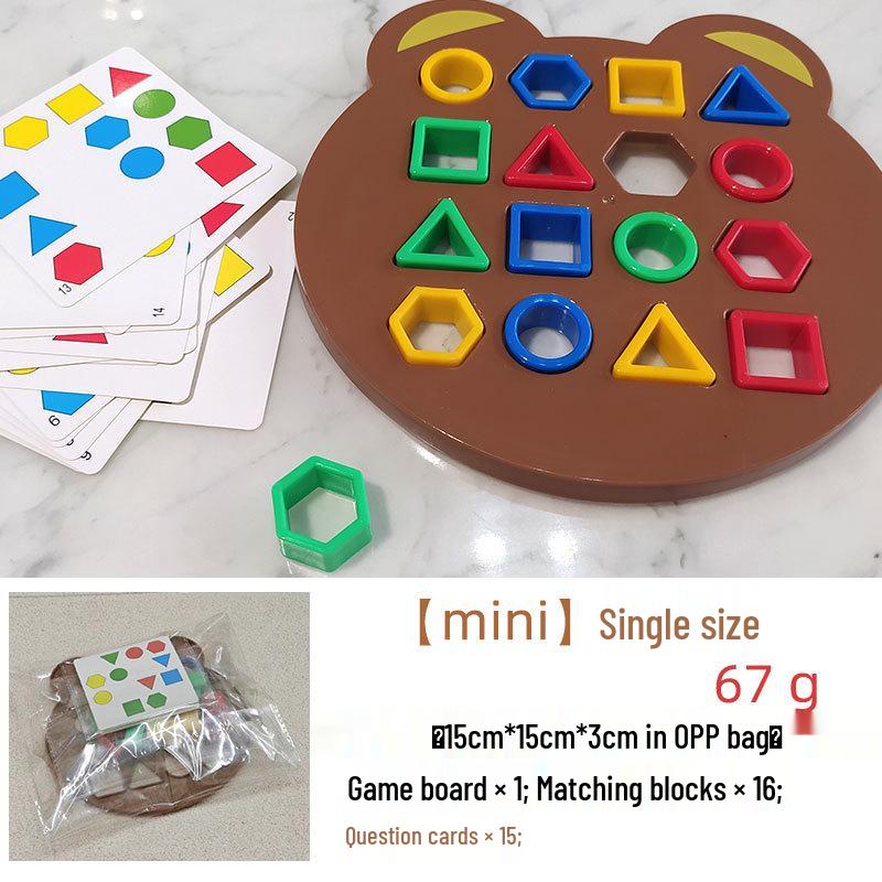Mini Teddy Bear Children's Geometric Shapes Building Blocks for Early Education and Montessori Development Game