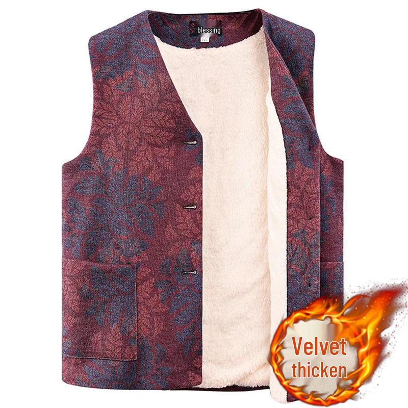Elderly Women's Sleeveless Cardigan - Plus Size Grandma Vest for Spring/Autumn