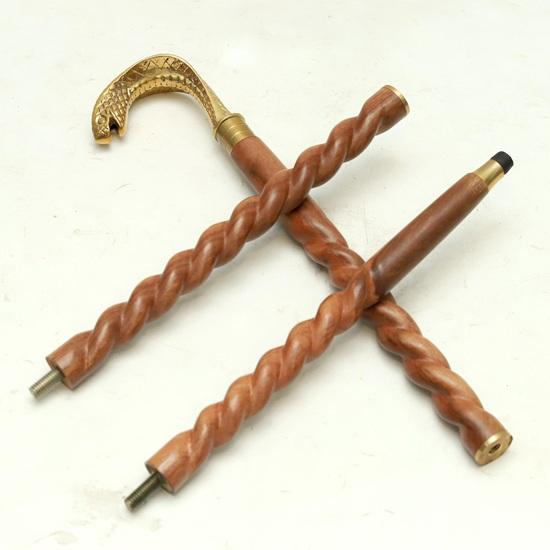 93.98 Cm Serpent Handle Walking Stick Handmade Twisted Wood Cane with Brass Snake Head Custom Gift for Men and Women