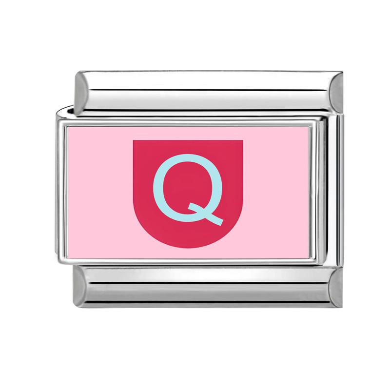 New Lovely 26 English Letter Pink Italian Charm Links Fit 9MM Stainless Steel Bracelet Women Men DIY Birthday Making Gift