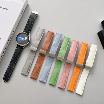 Leather Strap for Samsung Watch 4/5/6 40mm 44mm 5 Pro 45mm Magnetic Buckle for Galaxy Watch 6/4 Classic 43mm/47MM 42mm/46mm Band