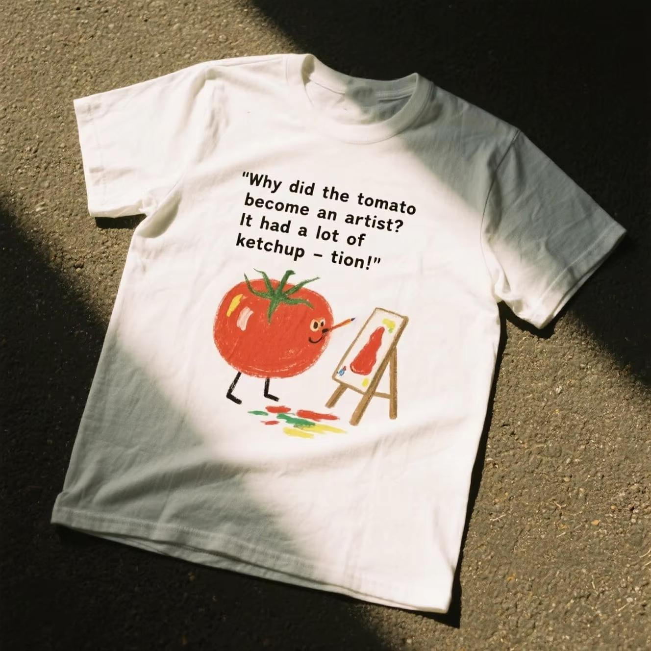 

Tomato Family Graphic Printing Summer Cotton Men s and Women s T-Shirts Short Sleeves Fashion Trend Autumn and winter innerwear S