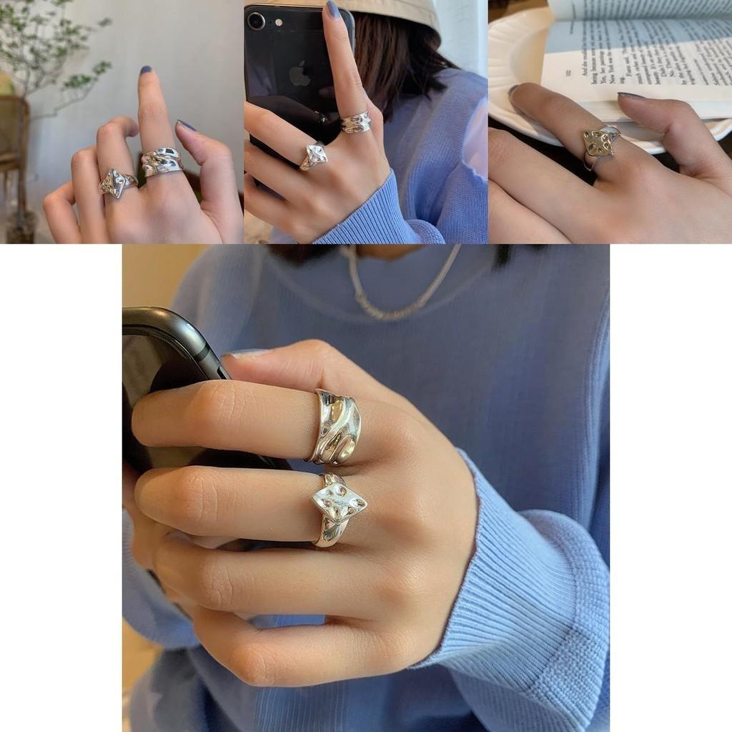 Eleganter 925 Sterling Silber Unregelmäßig Diamantförmiger Ring Für Damen Modeschmuck