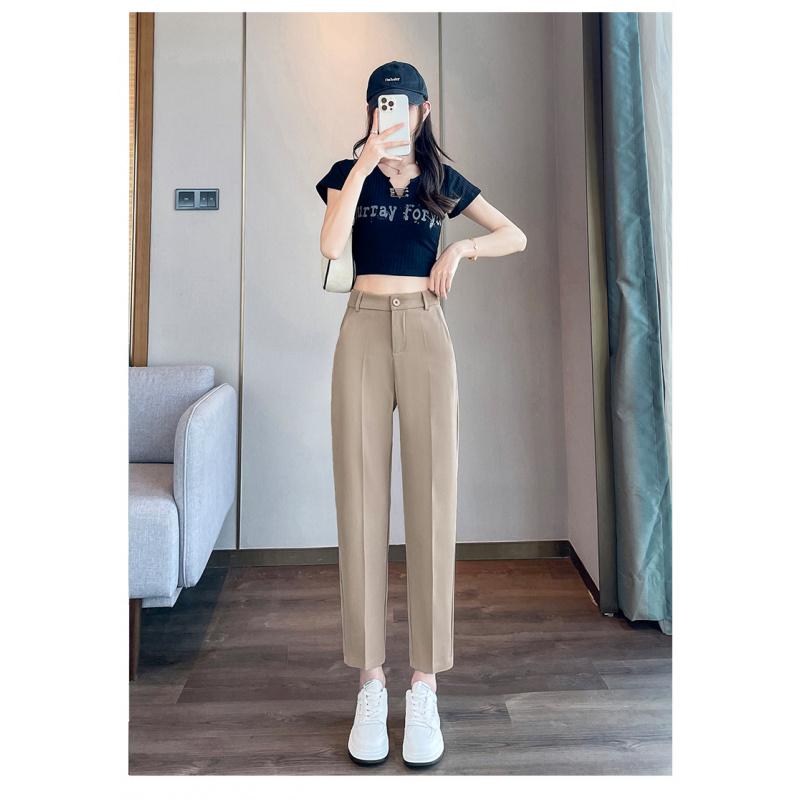 Black Suit Pants for Women, Spring/Summer New Style, Draped Straight Wide-Leg Nine-Point Petite Cigarette Pants, Summer Thin Style