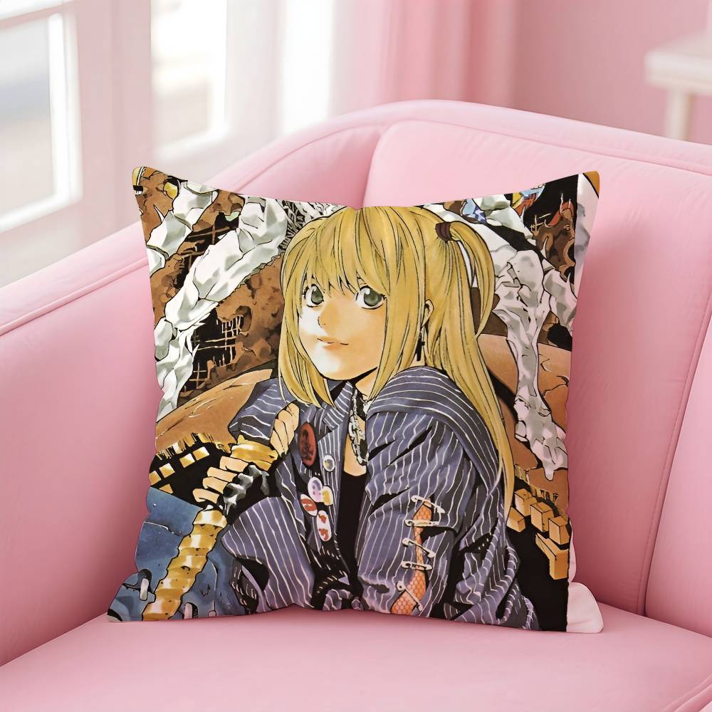 Anime D-DeathNote M-Misa Amane Kissenbezug Milbenabweisender Kissenbezug Unsichtbarer Reißverschluss Seidig kurzer Plüsch Sofakissenbezug