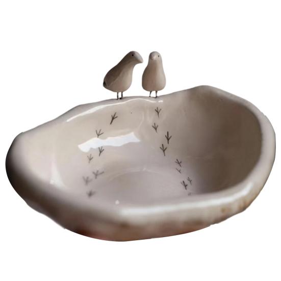 

Outdoor Bird Bath Resin Birdbath Bowl with Bird Ornament Outside Garden Yard Patio Bird Watering Feeding Bowl Decoration E
