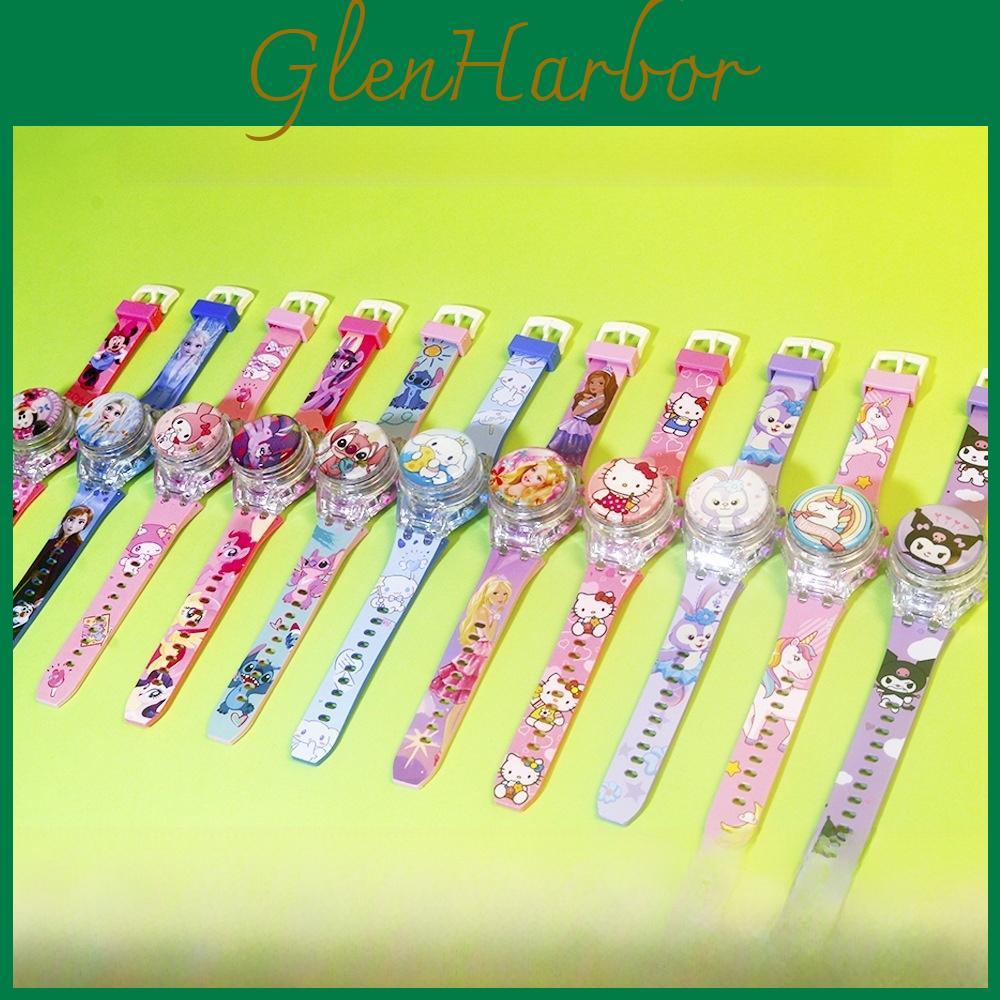 Hello Kitty Otočný flip kryt Lehký hudební hodinky Pro děti Interaktivní Decora