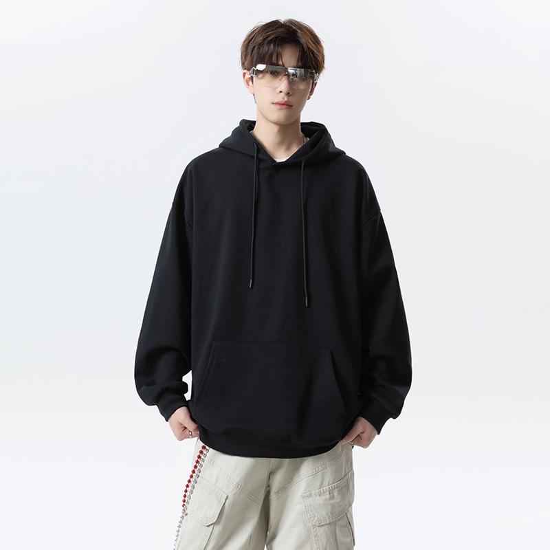 

Мужская одежда ACU | 340G Плотный японский хлопок свитер с капюшоном для мужчин - Осень/Зима Свободная повседневная модная куртка M чёрный