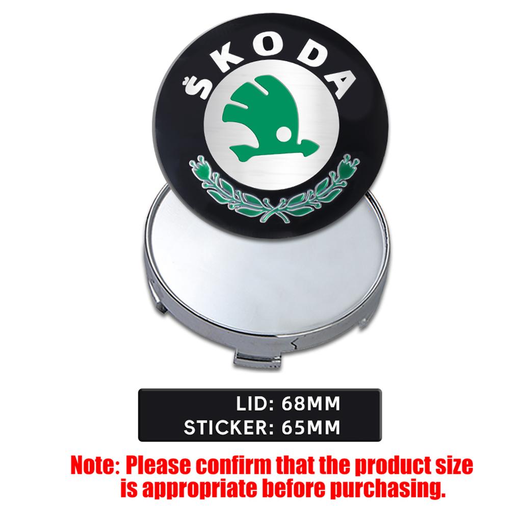 DDWO5 56/60/65/68MM Car Wheel Center Cover Badge Sticker Hub Cap Accessories For Skoda Kodiaq Octavia Enyaq Kamiq Scala Rapid MK2 MK3